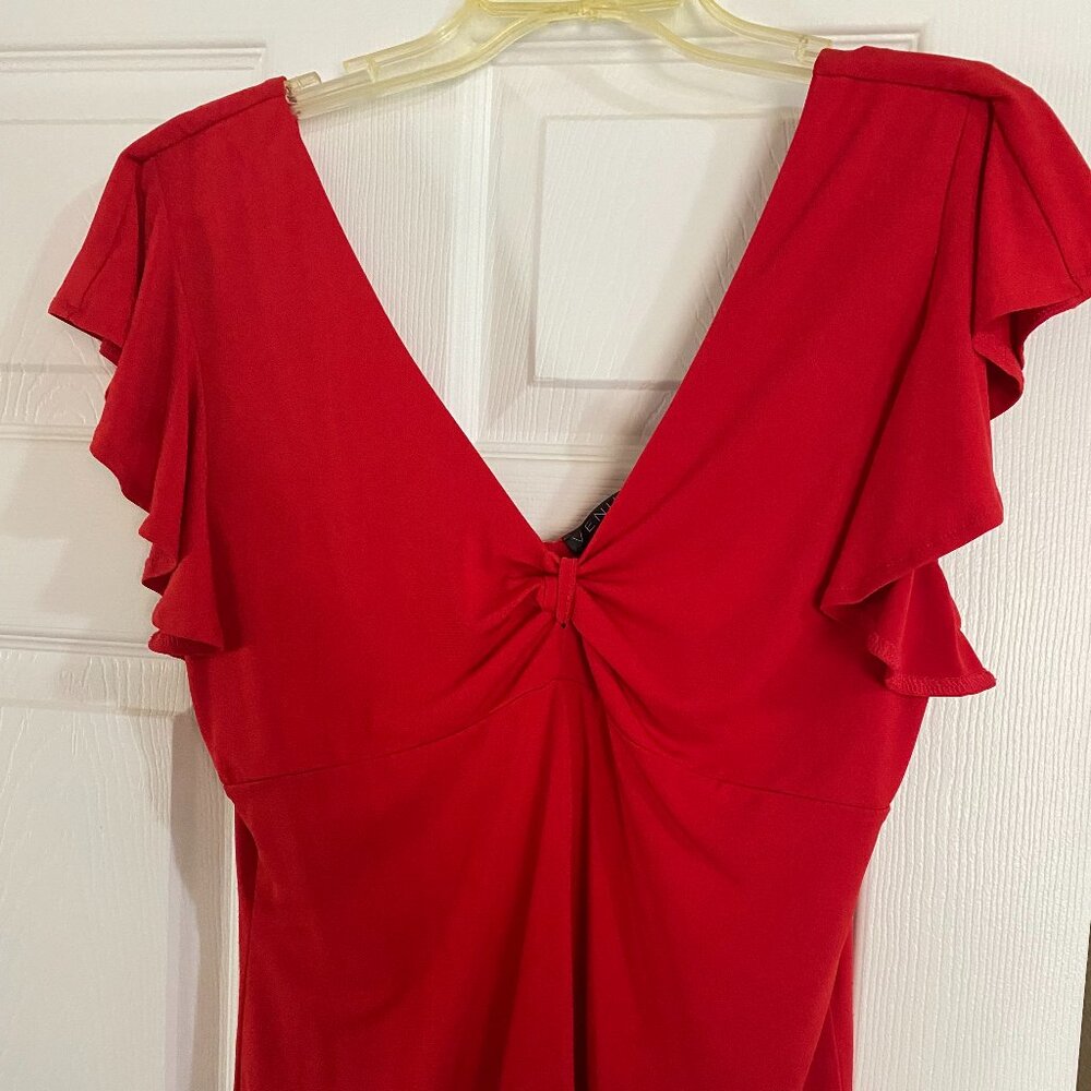 Red ruffle sleeve top